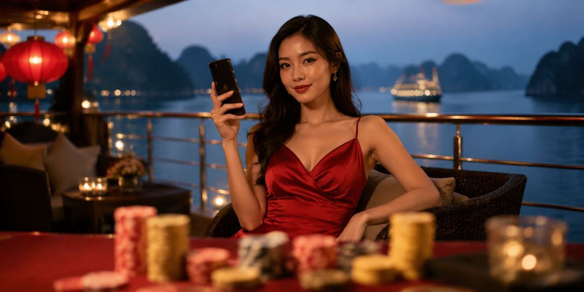 Lễ hội casino di động tại vịnh Hạ Long với người dùng tham gia trò chơi trên điện thoại